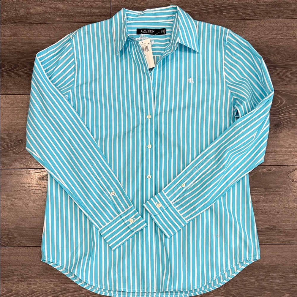 Ralph Lauren turquoise striped shirt relaxed fit size S